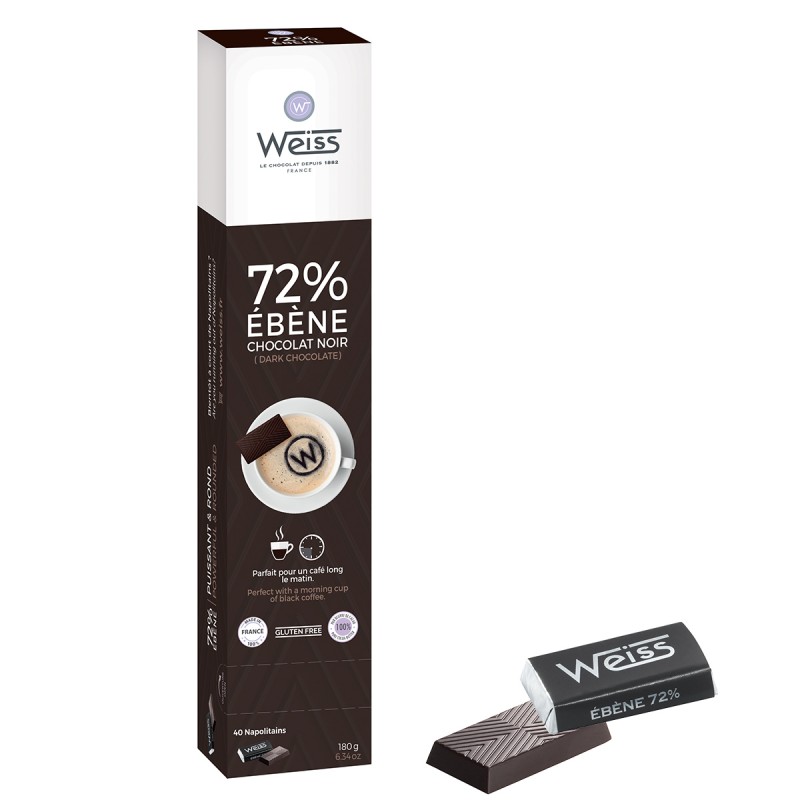 Tablette de chocolat Weiss Ébène noir 72% - Epicierie fine Maison Reignier