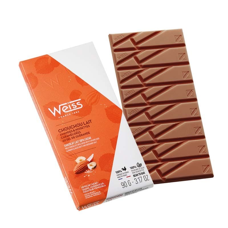 Tablette artisanale chocolat au lait chouchou 38% - Chocolat Weiss